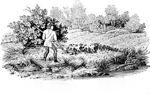 Sportsman with Two Dogs from Land Birds by Thomas Bewick
